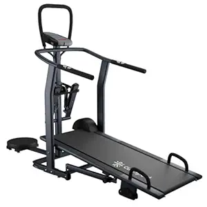 Fitkit by Cult FT801 4 in 1 Manual Multifunction Non Electric Treadmill with (Jogger, Stepper, Twister, Pushup Bar), 3 Level Inclination for Home Gym Fitness with 6 Months Warranty