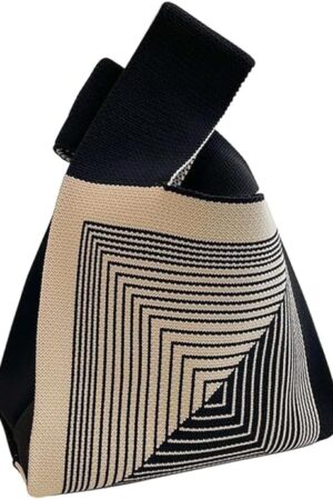 Kawn® Crochet Wrist Handbag for Women Wristlet Handbag Sleeve Knot Pouch Portable knitted breathable lightweight foldable Casual Small Purse Cute Tote Bag For Shopping, Dating, Travel
