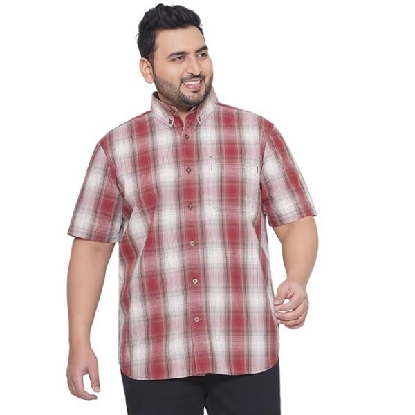 Plus Size Men’s Regular Fit Pure Cotton Casual Checks Full Sleeve Shirt Availble 48 to